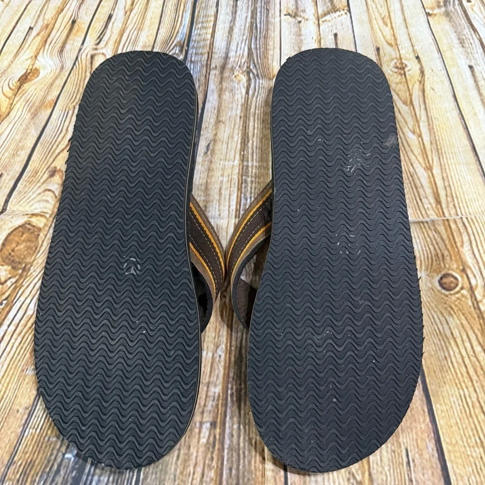 Khombu Brown and Yellow Men's Size 11 Flip-Flops